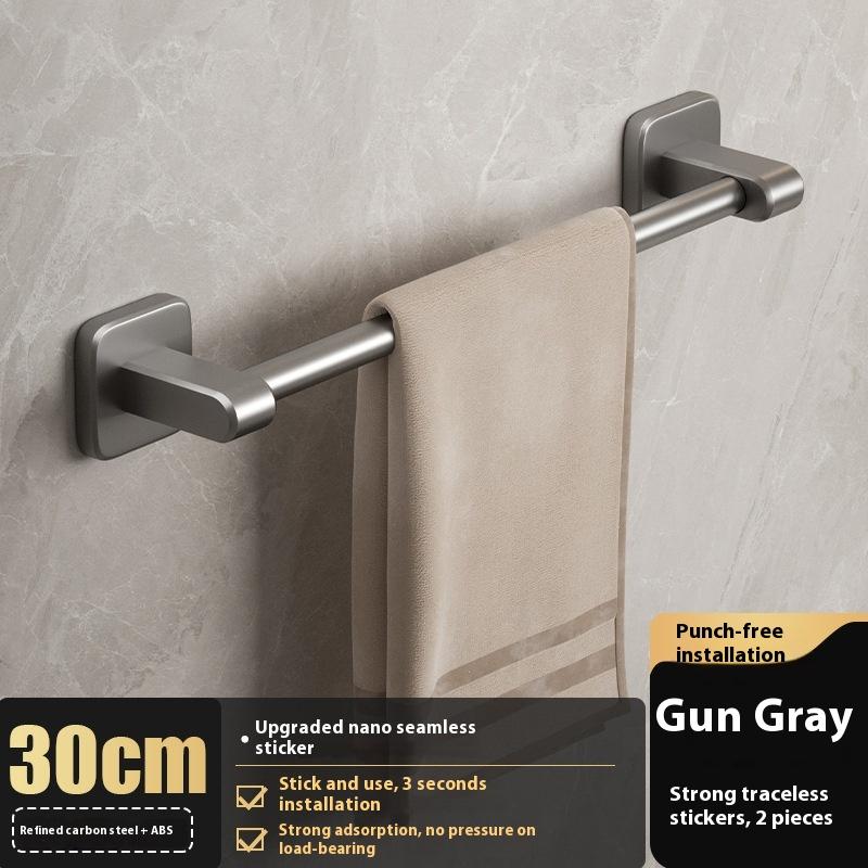 Two Layer Punch-Free Towels Holder Bar Bathroom Storage Rack Towel Rack Organizer Wall-Mounted Towel Shelf