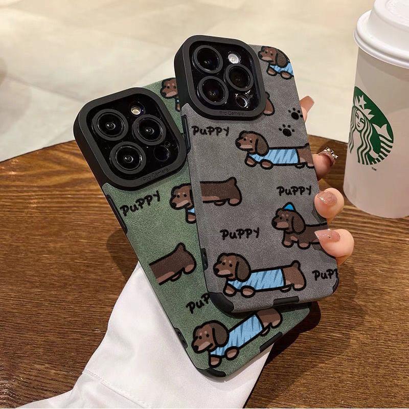 Autumn and Winter Full Screen Dachshund Dog Suitable for Apple 16Pro New 15 Flip Fur iPhon17promax Anti-drop Fine Hole