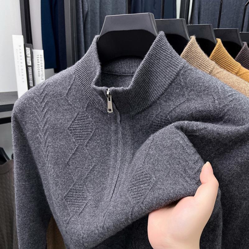 Maglieria da Uomo 100% Lana, Collo Mezzo Alto con Zip, Anno del Drago, Edizione Autunno/Inverno 2025