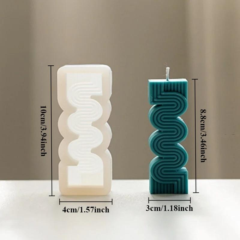 

3D Geometric Wave Stripe Shaped Candle Mold Easy To Demold Aromatherapy Gypsum Soap Resin Crafts Silicone Mold DIY Handmade