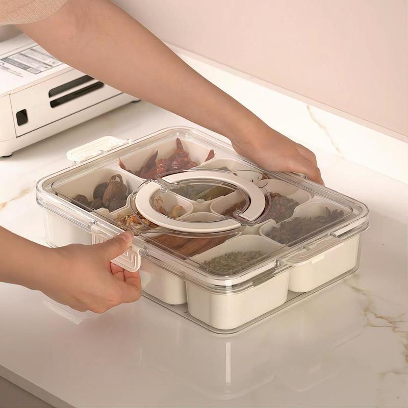 Kuchyňský úložný box na koření pro domácnost Velkokapacitní ochucovací box Stolní box s rukojetí Uzavřená nádoba