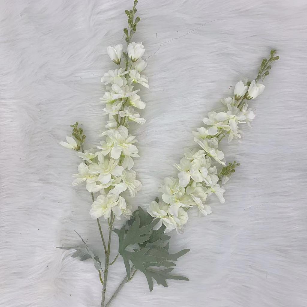 2 Fork Flocking Delphinium Flower Branch Silk Artificial Flowers for Home Wedding Hotel Decoration Fleur Artificielle 1PC Flower