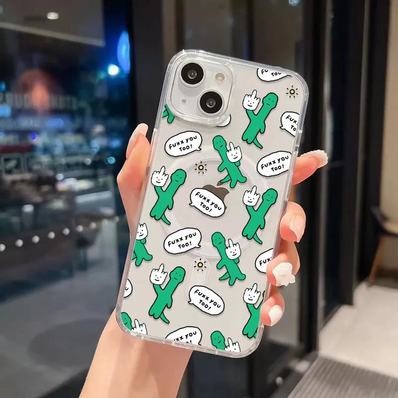 Christmas Cute Cartoon Dinosaur Joguman Magsafe Magnetic Phone Case for iPhone 16 15 14 13 12 11 8 7 Plus Pro Max X XR XSMax Tpu