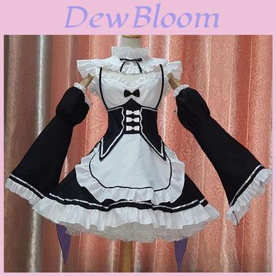 Zero Kara Hajimeru Isekai Seikatsu Twins Ram/rem Premium Quality Cosplay Maid Dress With Headwear