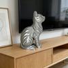 Modern Wave Cat Statue, Sitting Cat Ornament with Wave Curling Hair, Creative Home Office, Desktop Decoration, Living Room