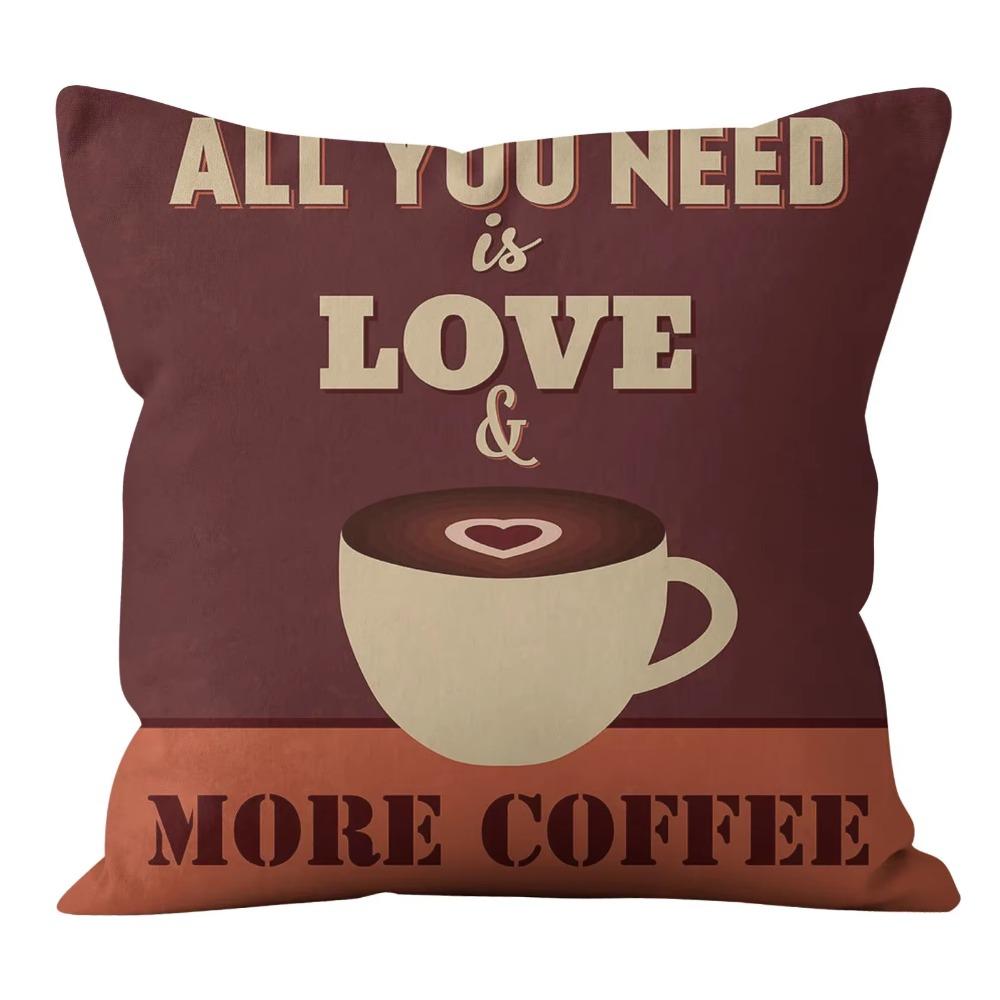Brown Cushion Cover Coffee Alphabet Strap    Printed Pillow  Sofa Car Office
