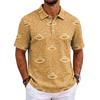 Men's Hawaiian Style Short Sleeve Polo Shirt Loose Fit Casual Top with and Geometric Print for Everyday Wear