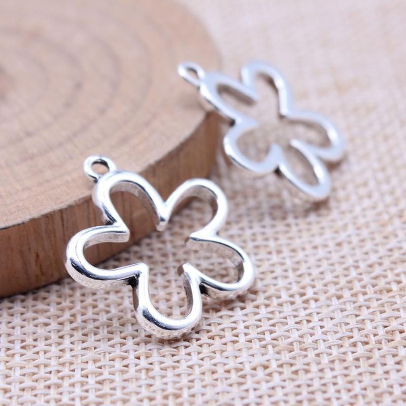 Popular Ancient Silver Alloy DIY Accessories Hollow Flower Pendants DIY Handmade Bracelet Necklace Earrings Materials