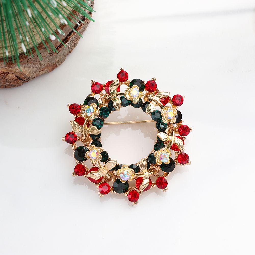 Rhinestone Fashion Jewelry Snowflake Xmas Tree Pins Brooches Christmas Brooch Badges