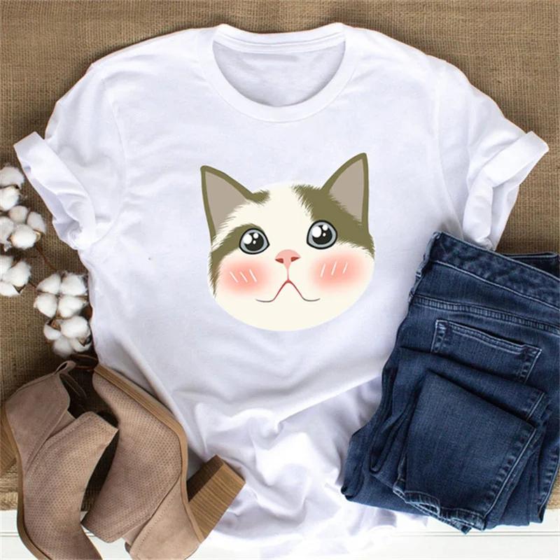 Maycaur Cute Paw Women T Shirt Fashion Cat MOM Printed Woman Tops Harajuku Punk O-neck Top Tee Black Shirt T Female T-shirt