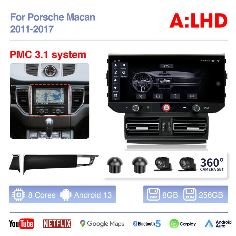 12.3" For Porsche Macan 2014-2017 Car Multimedia Video Player GPS Navigation Radio Android13 8+128G 8Core CarPlay 4G 360Camera