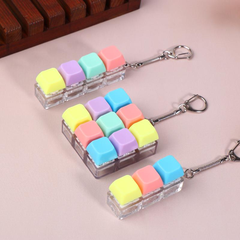 1Pcs Boys Girls Anti Stress Finger Keyboard Games Keychain Without Light 9 Keyboard Key Toy For Adults Antistress Toys