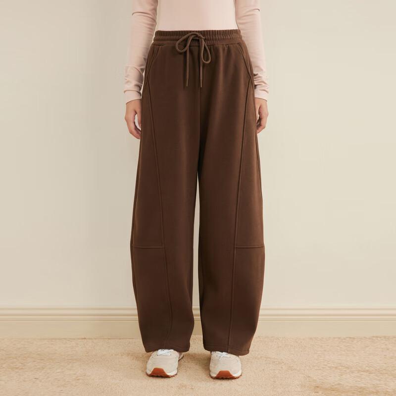 LEDING Women's High-Waist Fleece-Lined Knitted Banana Pants
