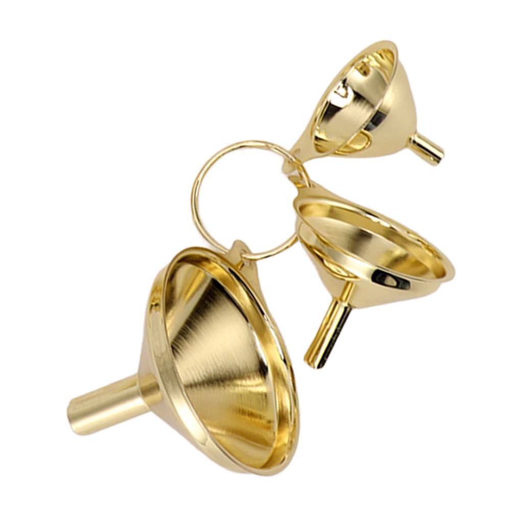 3ks/sada Zlatý nerezový trychtýř pro plnění malých lahviček a nádobek Domácí kuchyňský nástroj