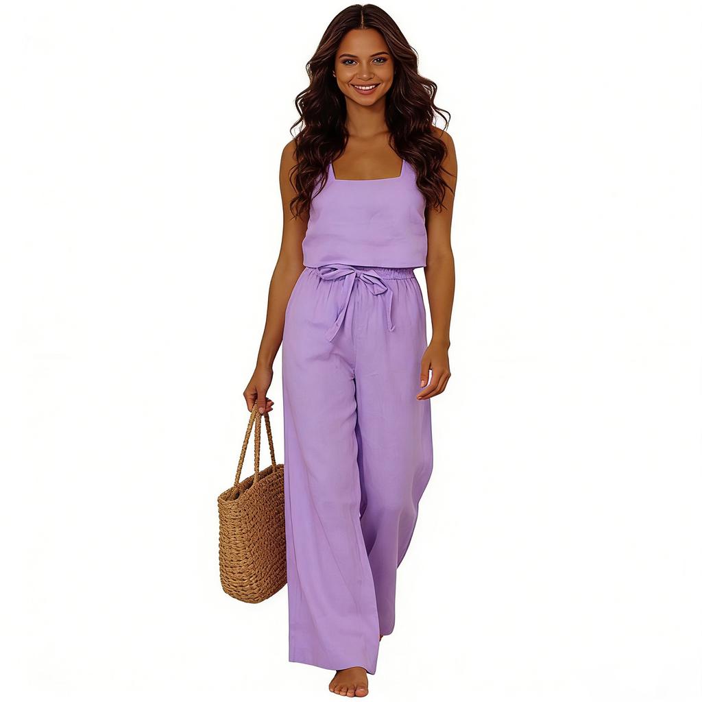 Damen Lässiger Farb-Weste Ärmellose Hose Lockerer Anzug