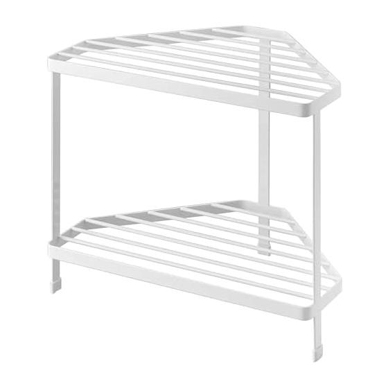 Yamazaki Jitsugyo 7453 Kitchen Corner Rack White Approx. W34 x D22.5 x H29cm Tower 2 Tier Stove Back Rack Pot Holder