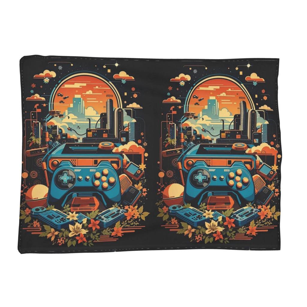 Gamer Cartoon Game Controller Blanket Soft Warm Flannel Throw Blanket Bedding for Bed Living Room Picnic Travel Home Couch