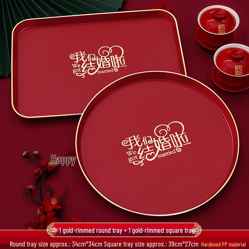 Red Festive Wedding Serving Tray for Fruit and Candy