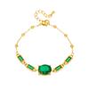 Gold Plated Adjustable Bracelet with Oval and Baguette Cut Green Stones Fashion Jewelry for Women