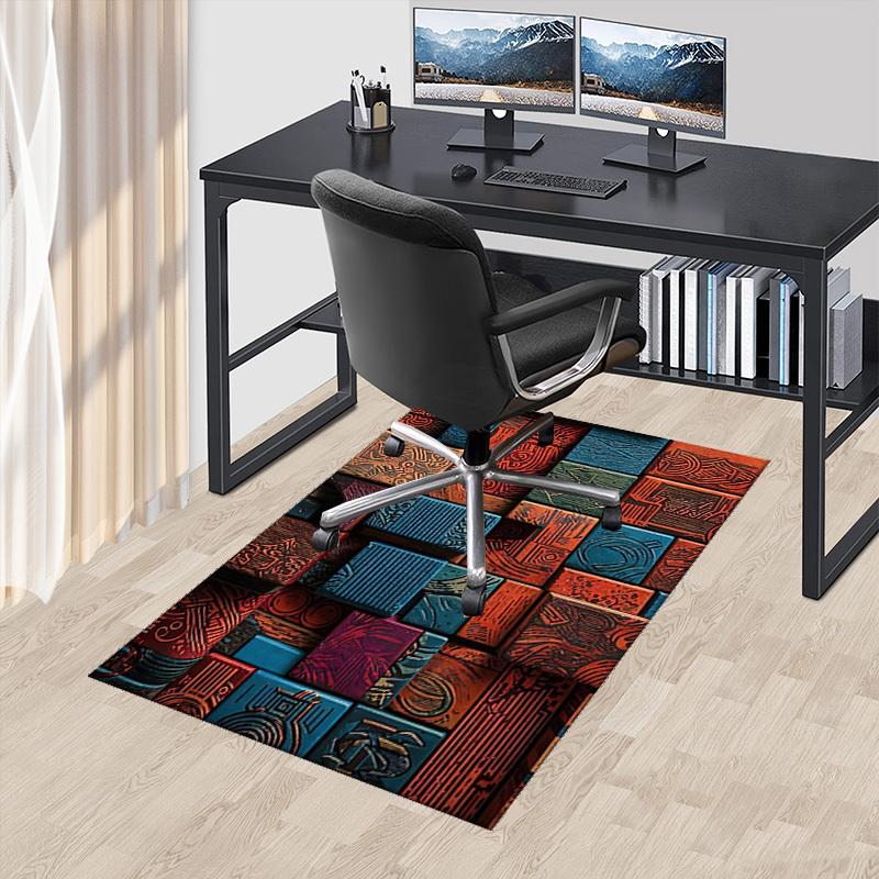 

1pc Office Chair Mat with Unique Aztec-Inspired Patterns - Perfect for Festive Gifts and Seasonal Decorations, Suitable for Home Office, Living Room, 60cm by 90cm