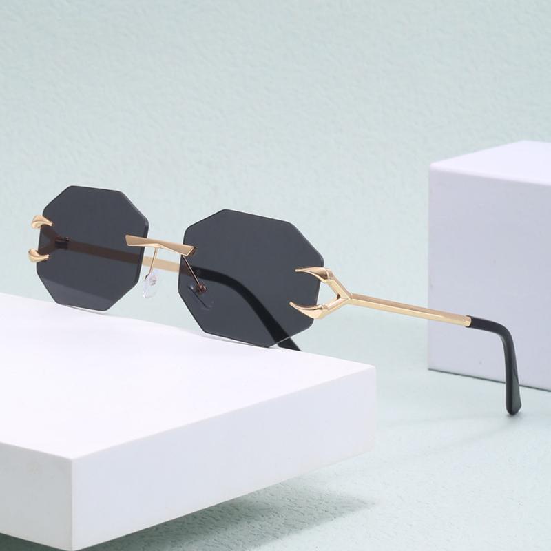 Trendy Polygon Sunglasses Women Men Frameless Vintage Summer Shades Fashion Sun Glasses For Ladies Vacation