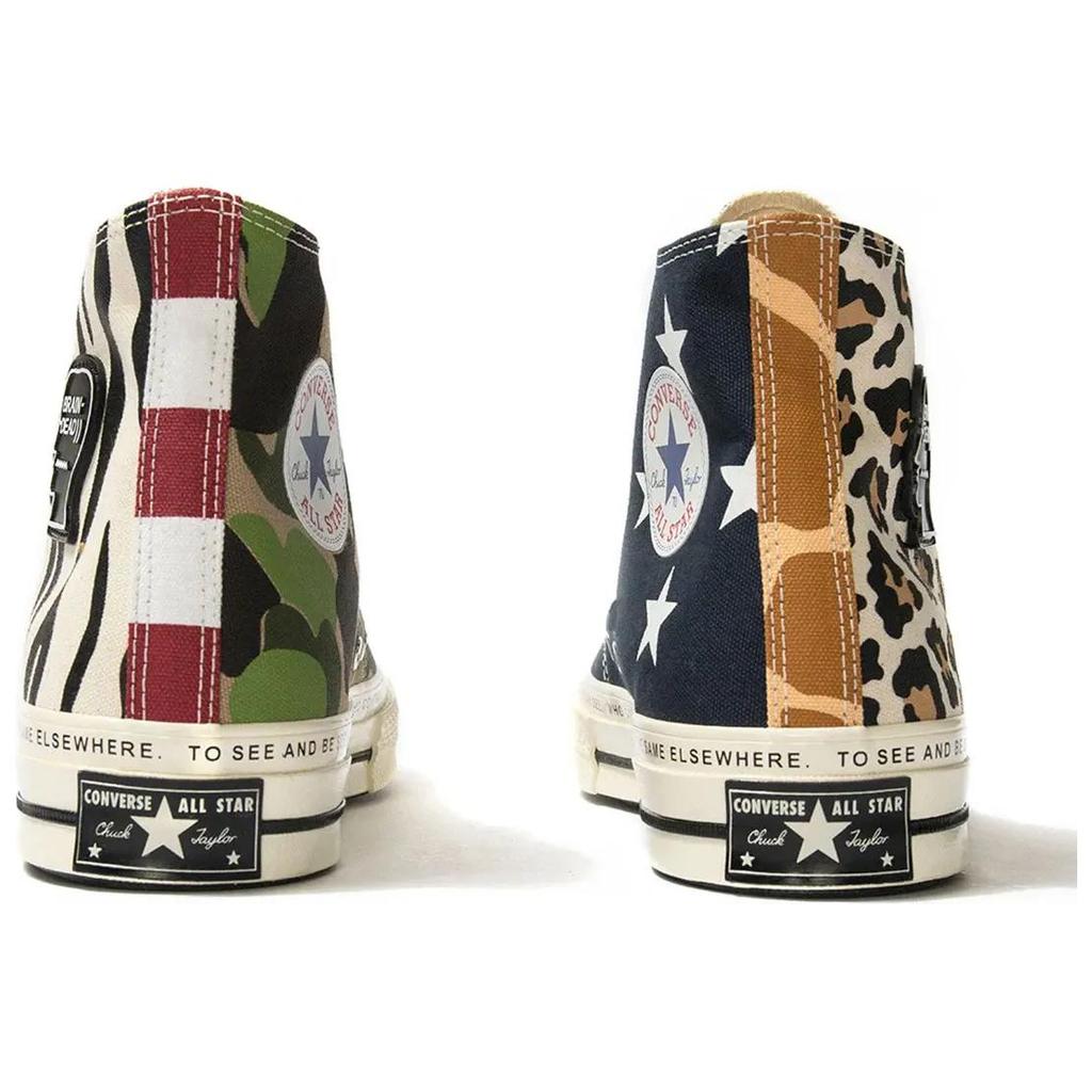 Brain Dead X Converse Chuck 70 High Mismatched Prints Unisex Sneakers Multi-Color White Black A12219C