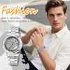 Oidea Men's Octagonal Automatic Mechanical Watch Silver Business Classic Simple Gear Style Luminous Stainless Steel Durable Gift