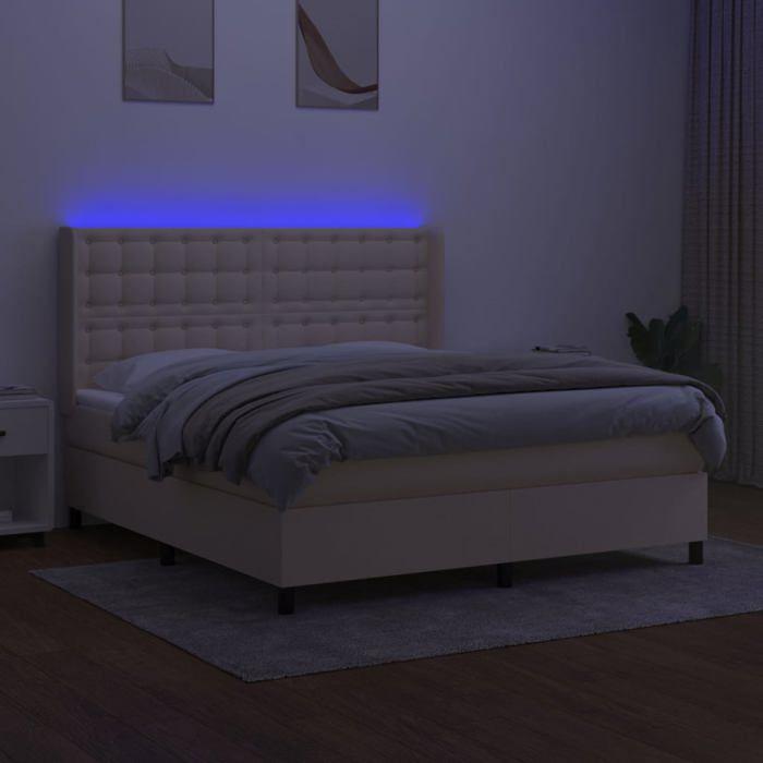 VidaXL Slatted Bed Base with Mattress and LED, Upholstered Bed, Double Bed, Adult Bed for Interior Bedroom, 3138658