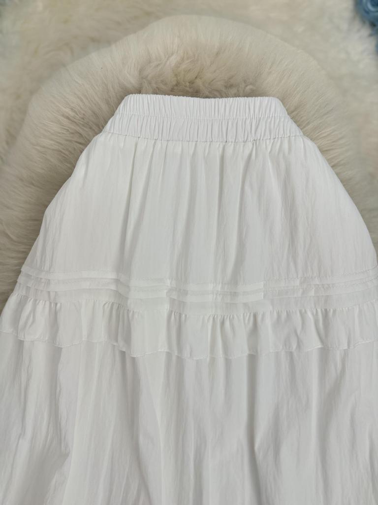 Japanese-Korean Patchwork Lace Midi Skirt - A-line, High-End, Versatile for Commute