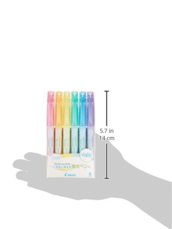 PILOT FriXion Light Highlighter Soft SFL60SL6CS Pen, 3.3mm, Color, 6-Color Set,