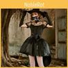 Black Mesh Lace Witch Tailcoat Dress Costume For Halloween Party Events Cosplay
