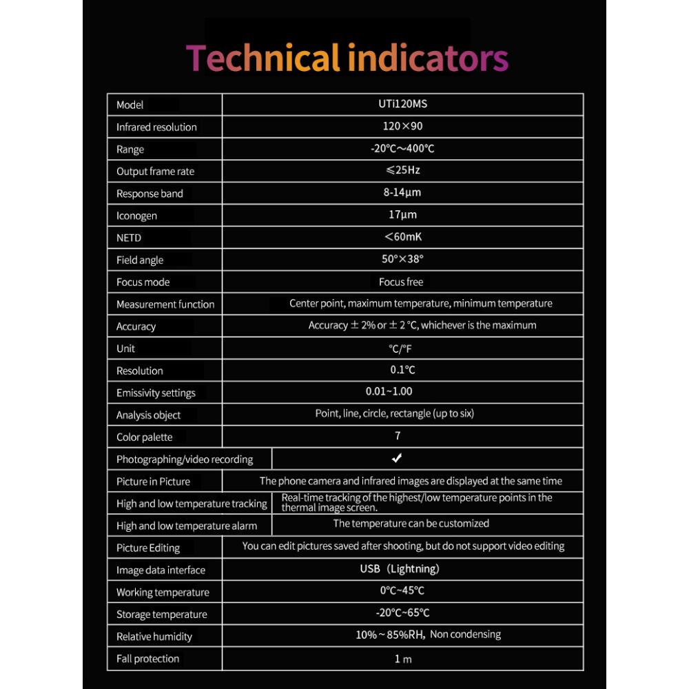 UNI-T Thermal Imager For Phone UTI120MS Thermal Imaging Camera For IOS PCB Circuit Floor Heat Detection