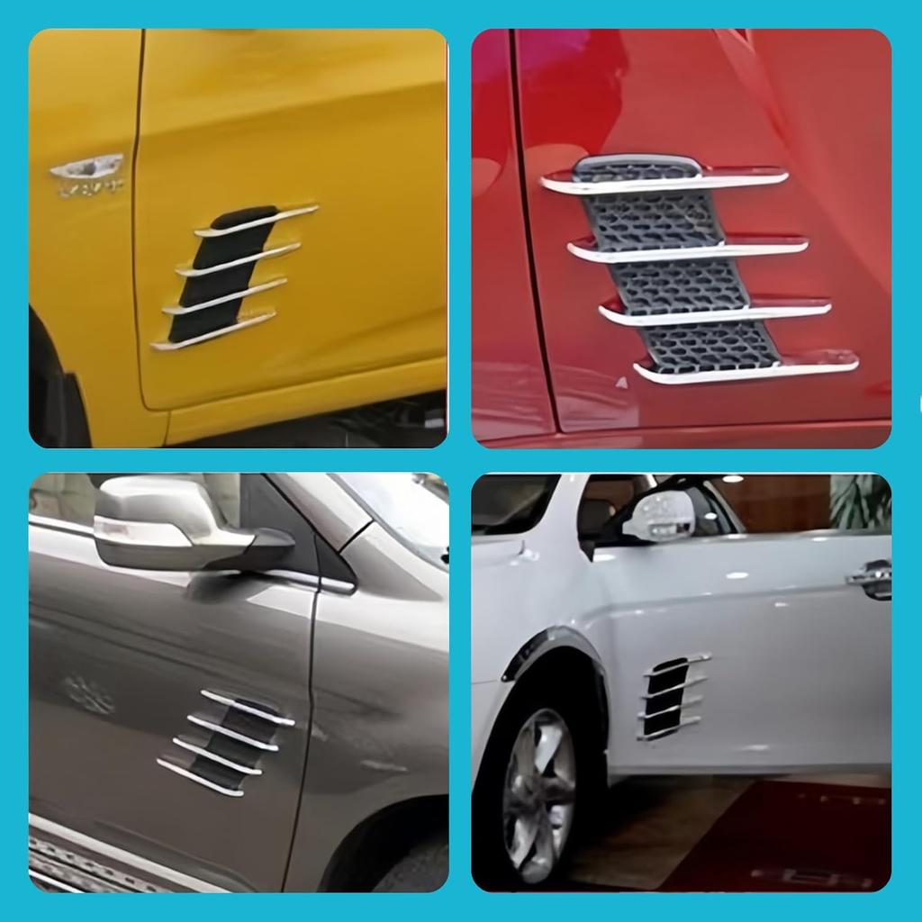 2 ks větracích otvorů na kapotu pro auta, boční přívod vzduchu na kapotě, větrací otvor, nasávací otvor na kapotu, dekorativní lišta s výdechem ve tvaru žraločích žaber, větrací samolepka