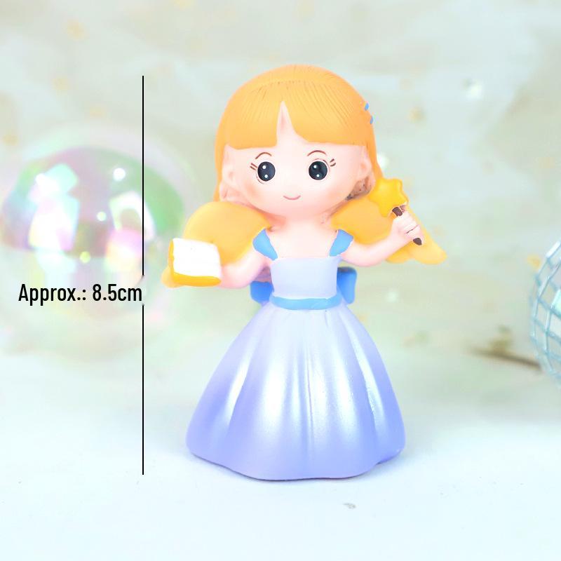 Fairy Princess Birthday Cake Decor: Gold Balls, Clouds & Colorful Wings Resin Ornaments