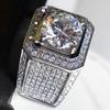Discounted Platinum Ice Flower Ring for Women's Romantic Engagement Proposal Ring CZ Pinky Full Crystal Jewelry Ring Gifts 7-13