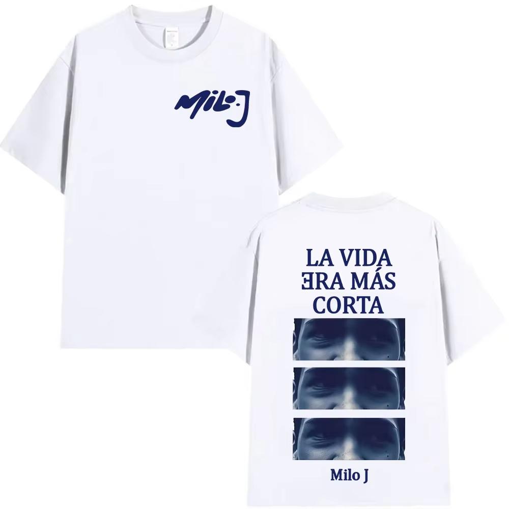 

Rapper Milo J La Vida Era Mas Corta 2026 Album Tshirt Men Hip Hop Pop Music Clothing Tshirts Fashion Oversized Cotton T Shirts S