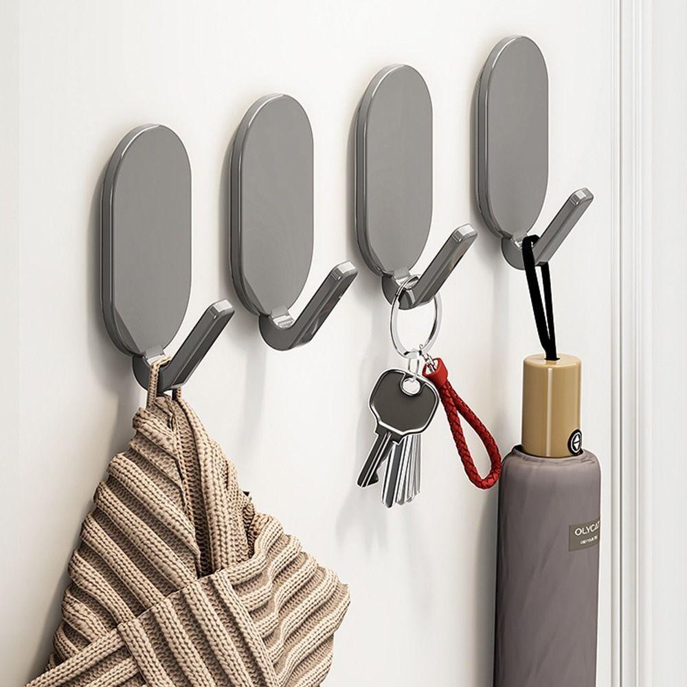 5PCS No Drilling Sticky Wall Hooks Self Adhesive Wall Mounted Key Holder  Bathroom Accessories