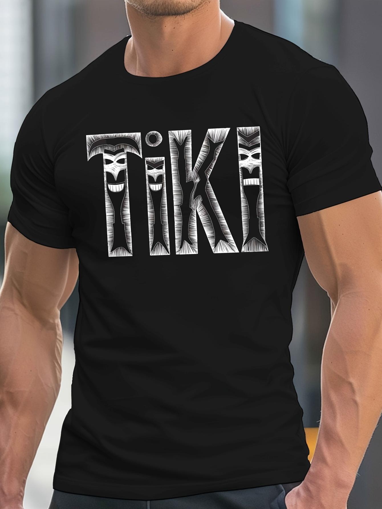 Men s T-Shirt Y2K Polynesian Tiki Black Plus Size XL