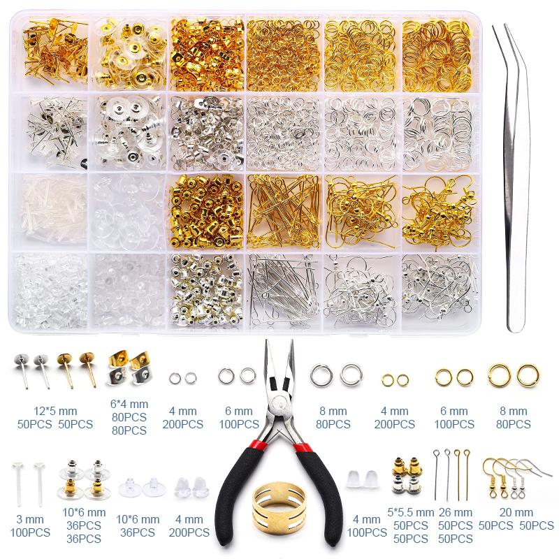 Jewelry Making Supplies Set Head Pins Lobster Clasps Chains Jump Rings Earrings Clasps Hooks for DIY Jewelry Making Accessories