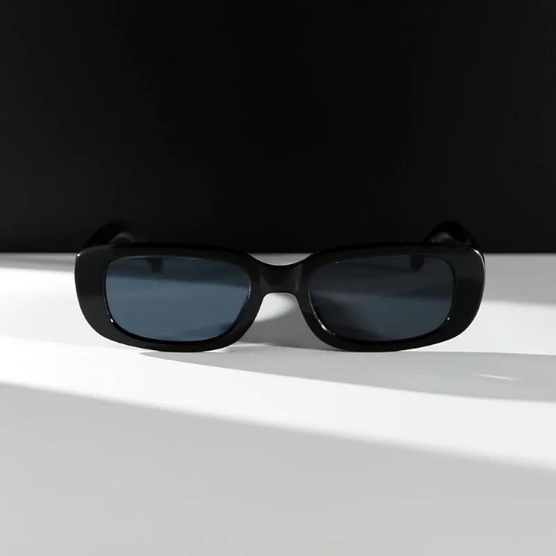 Stylish Black Rectangular Glasses for Women Glossy Durable Plastic Frame Fashion Eyewear for Casual Outfits