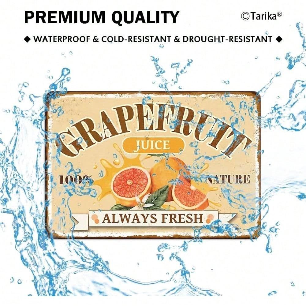 Vintage Metal Tin Sign Kitchen Wall Decor 8x12 Inch Retro Grapefruit Juice Bar Art