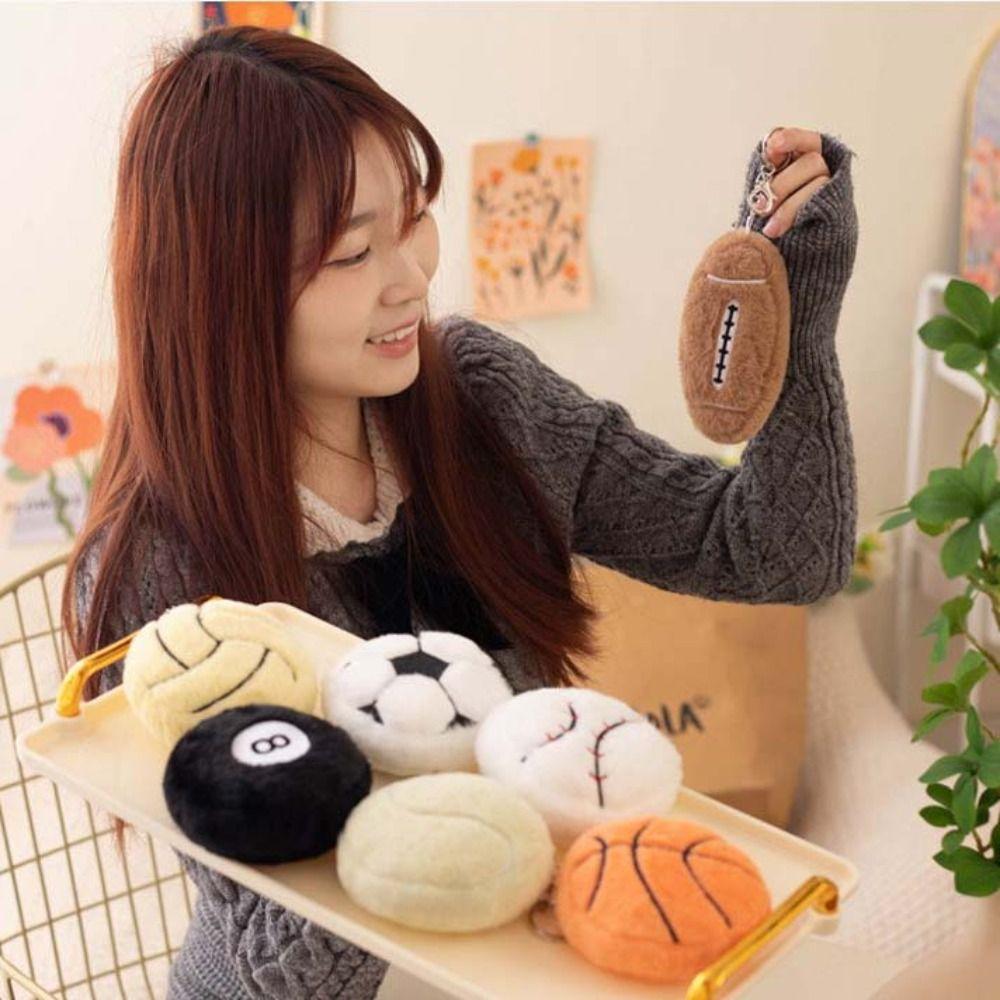 Basketball Baseball Basketball Plush Toy Keychain Plush Simulation Soccer Toy  Decoration