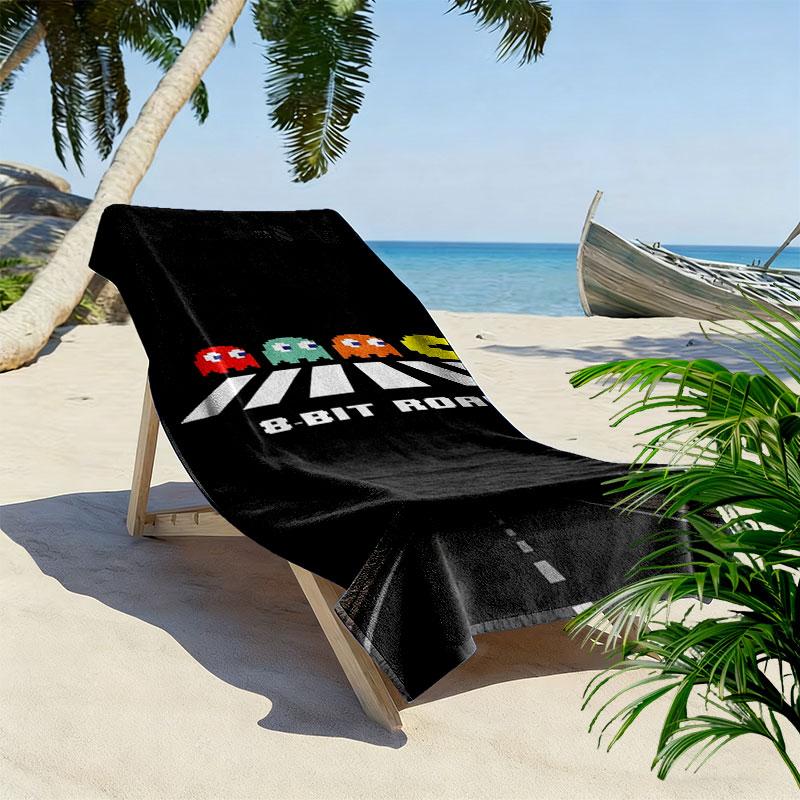 Pac-Man Print Beach Towel, Large Soft Quick Dry Towel for Beach Camping Swimming