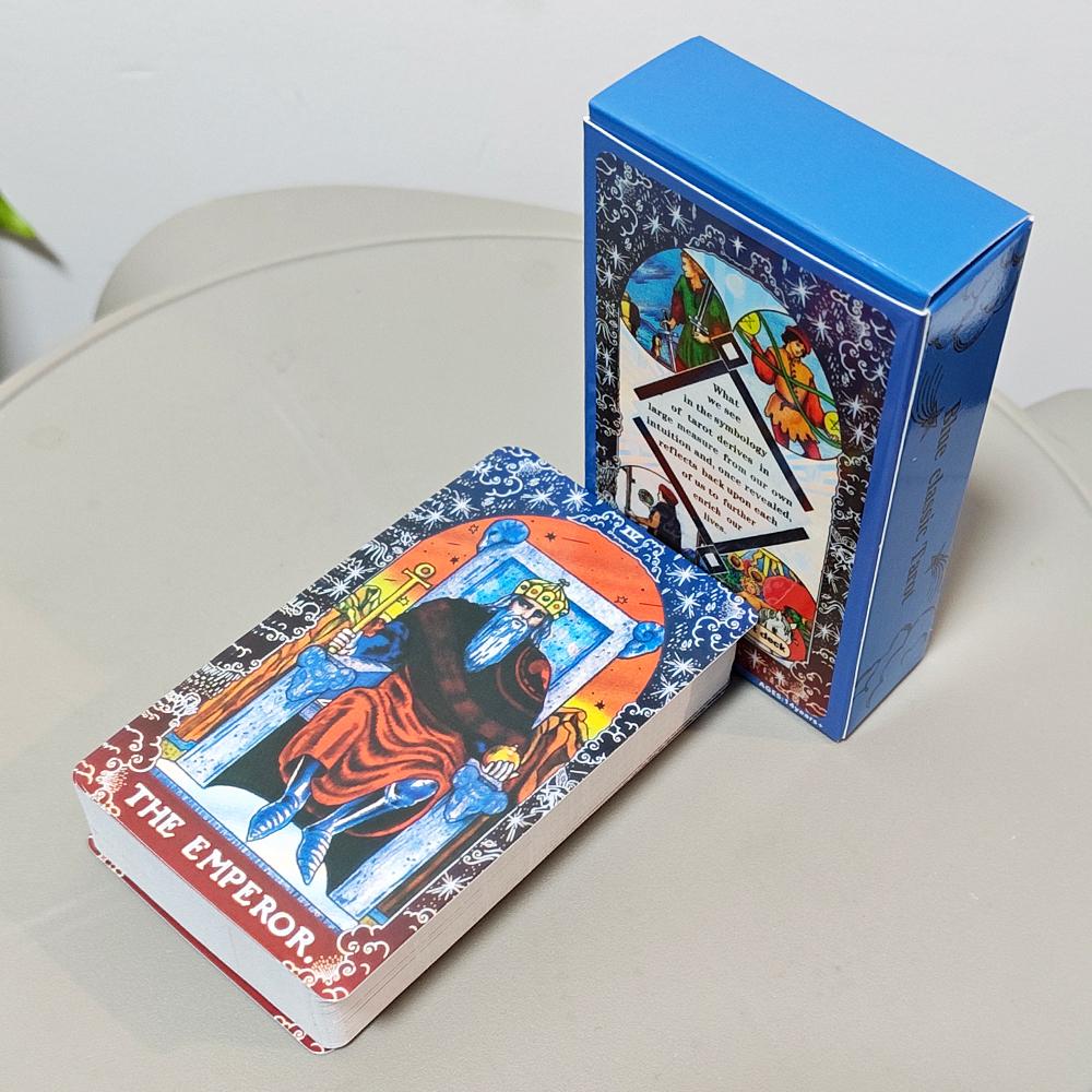 Blue Classic Tarot Deck 10.3*6cm - 78 Cards Traditional Waite Imagery with Celestial Mandala Back, Unique Starry Border Design