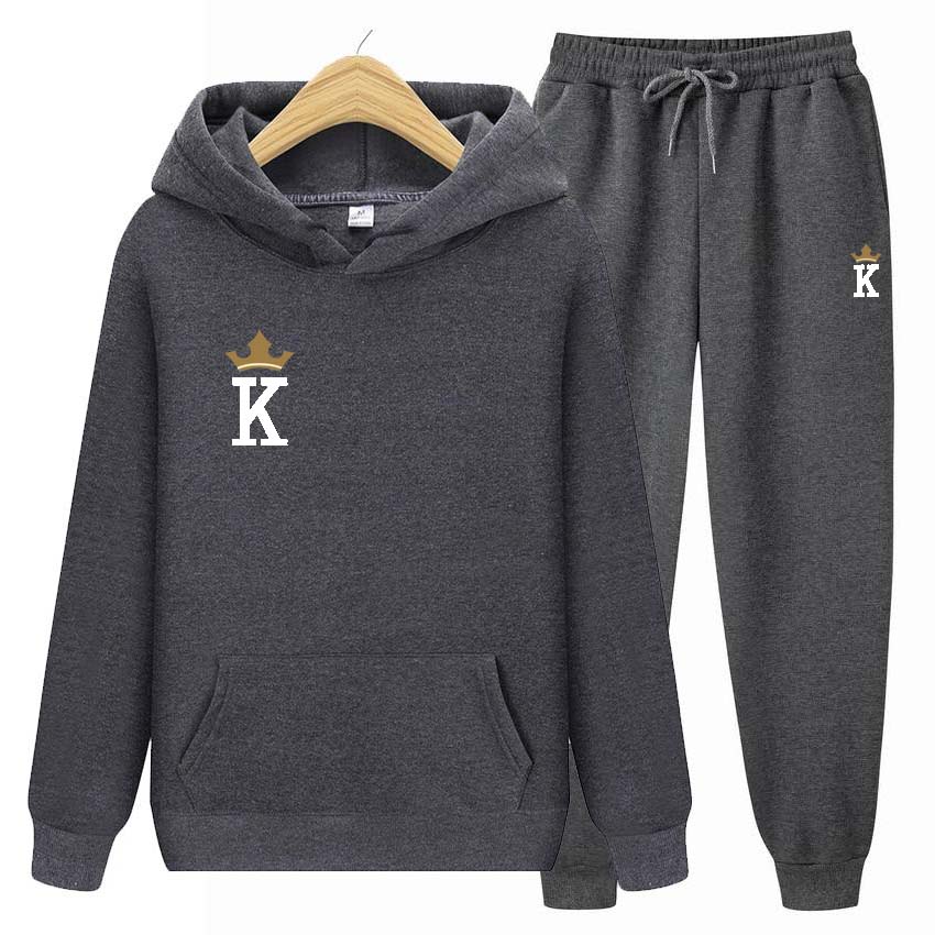 Tracksuit 2 Pieces Set Unisex Hoodies Fleece Sweatshirt+Pants Suit Hoodies Jogger Hoodies Set K Print Long Sleeve Hoodie Jogging