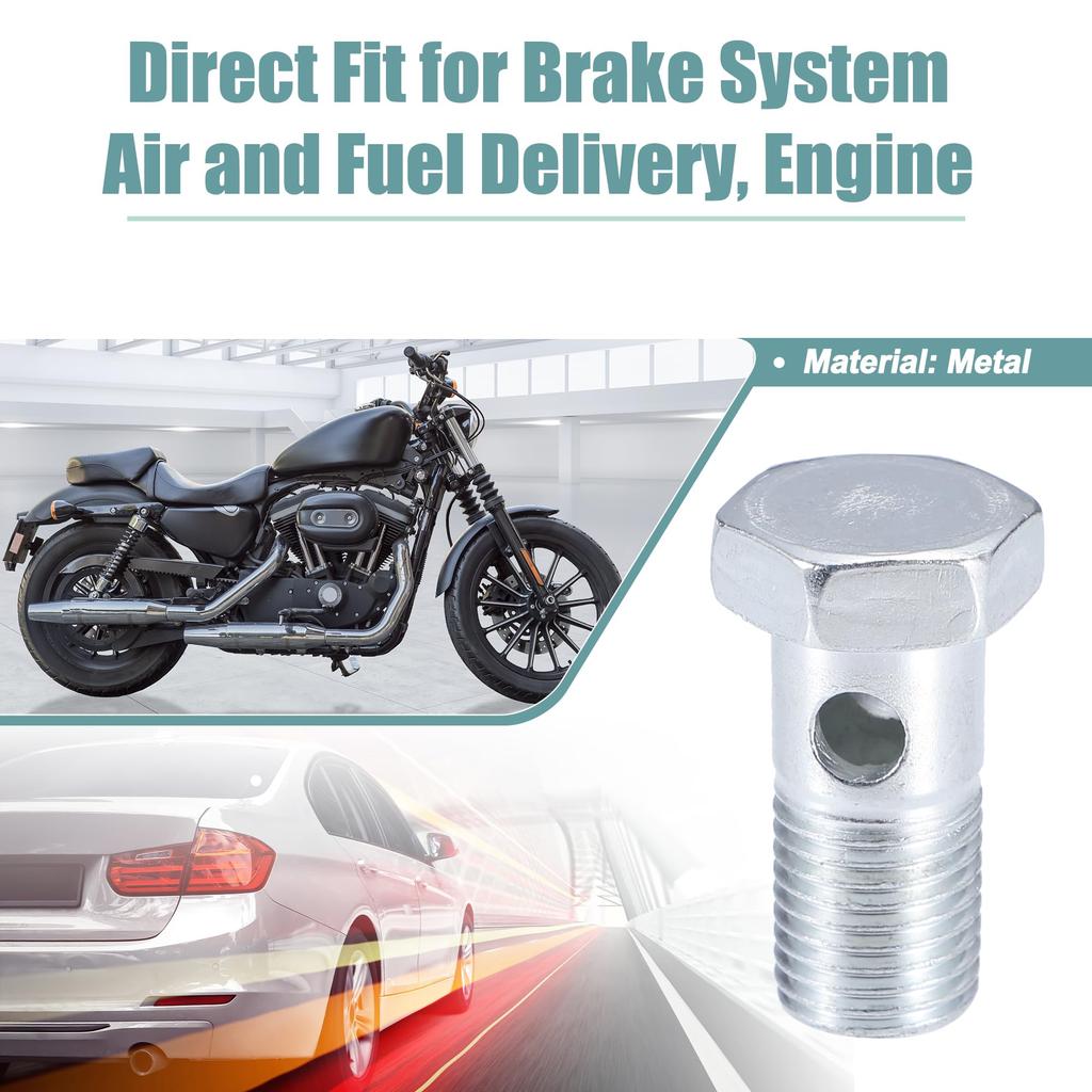 ACROPIX Motorcycle Hollow Bolt Screws with Washer Set Brake Hollow Screws Metric Screws Universal M14x1.5 35mm Long Silver Tone 12pcs