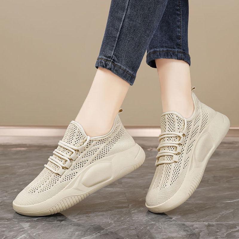 Summer Breathable Women's Shoes New Fly-woven Mesh Mesh Shoes Hollow Thin Lightweight Sports Shoes Casual Little White Shoes