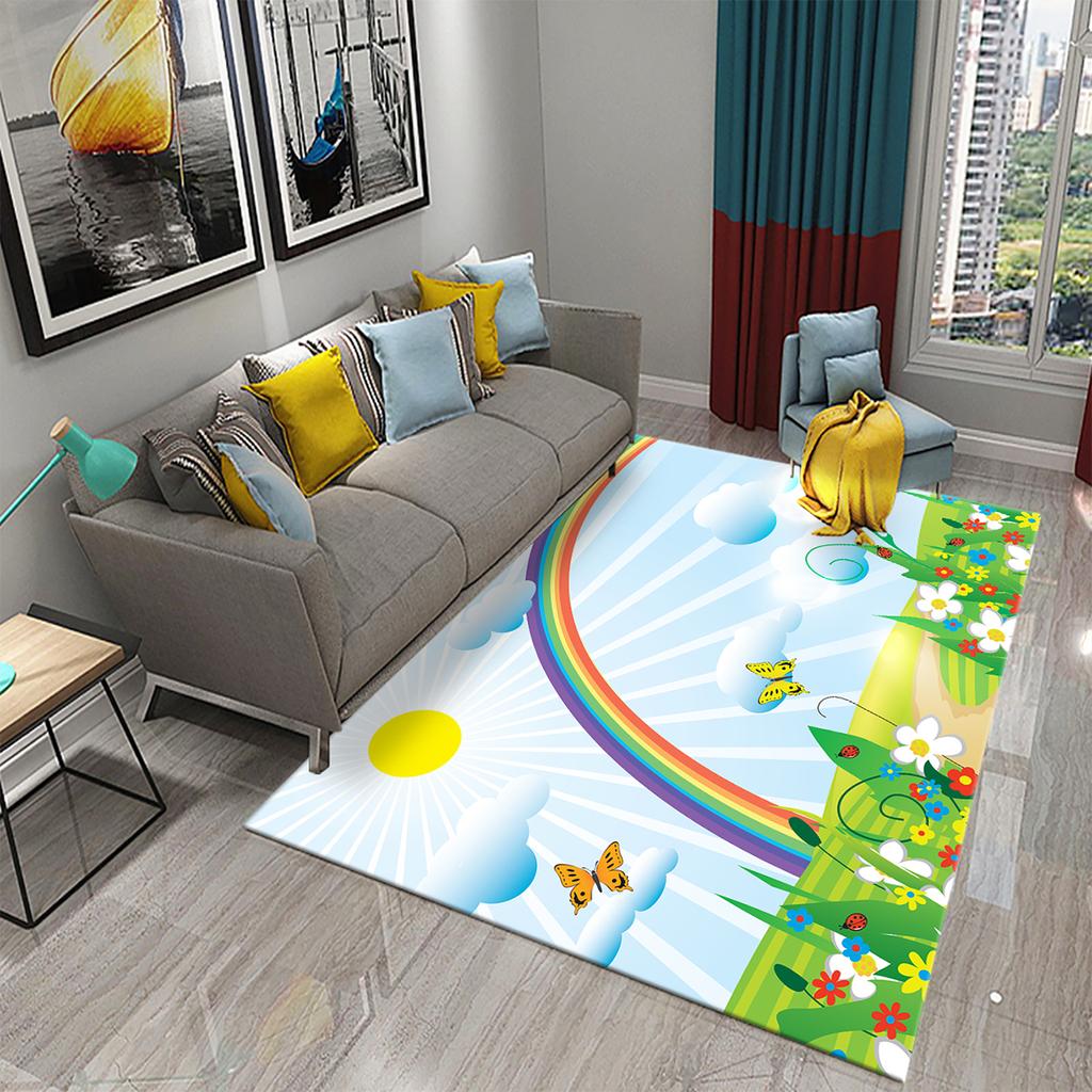 Bedroom Living Room Bathroom Rug Non-slip Home Decoration Cartoon Rainbow Flower Rug Game Room Children's Room Rug