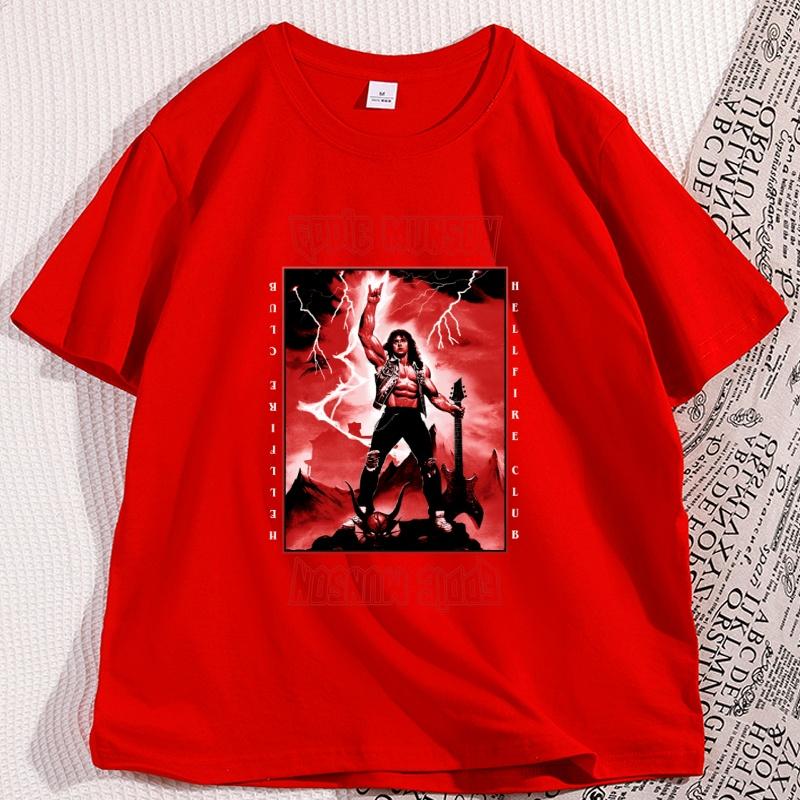 

Eddie Munson Lightning Guitar Power Classic TShirt Men Women Cotton T Shirts Man Designer Clothes Printed Short Sleeve Tops S