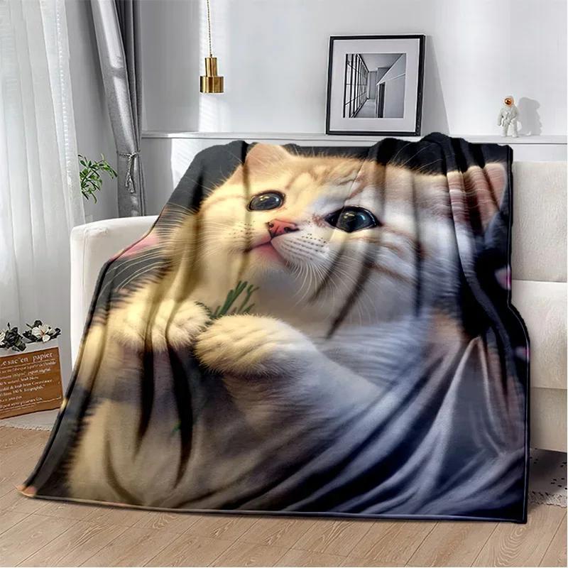 Cartoon Cute Calico Cat,Garfield Cat,Persian Cat,Ragdoll Blanket,Soft Throw Blanket for Home Bedroom Bed Sofa Cover Blanket Kids